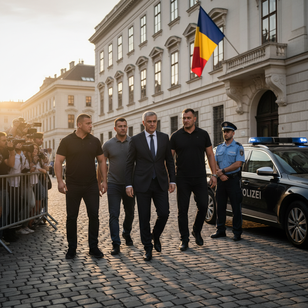 Bolojan, însoțit de români și Poliția vieneză la Ambasada României din Austria