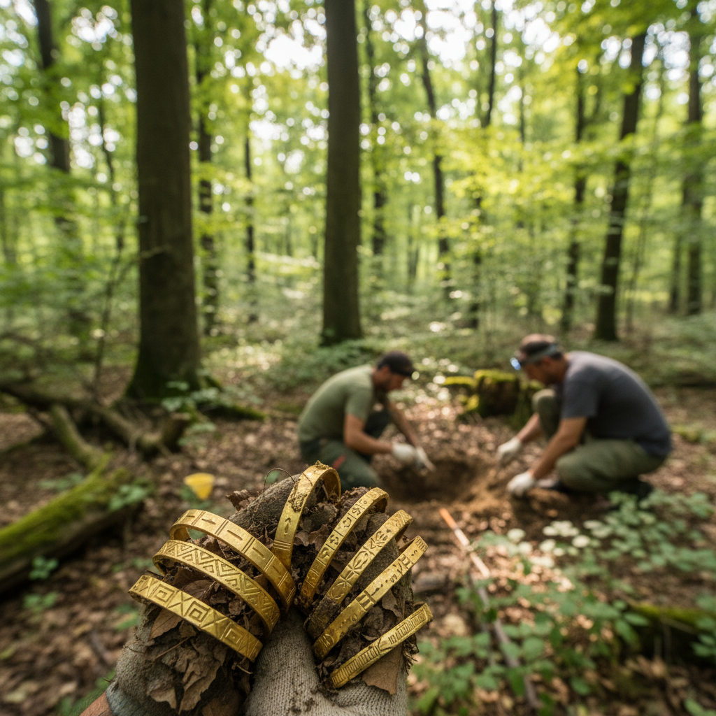 brățări din aur vechi de 3.000 de ani găsite în pădure