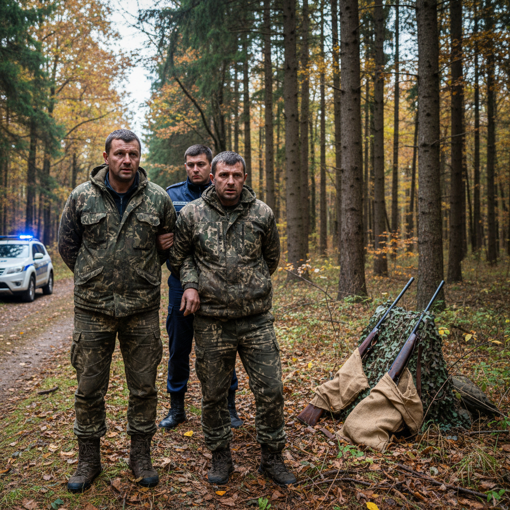 Doi bărbați din zona Bradului, surprinși cu arme de vânătoare ascunse la liziera pădurii; dosar penal pentru tentativă de braconaj cinegetic deschis de polițiști