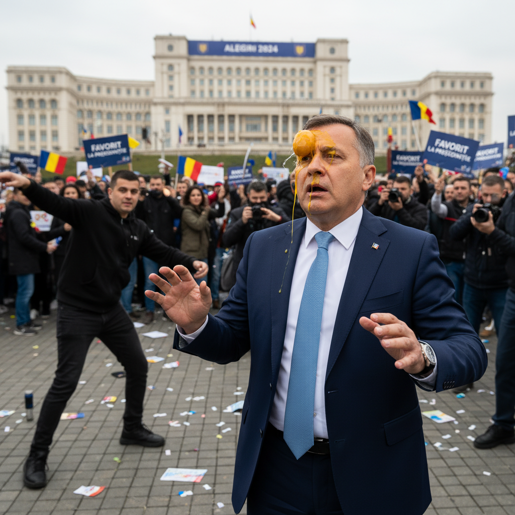 Favoritul la alegerile prezidențiale, atacat cu un ou în cap în orașul local