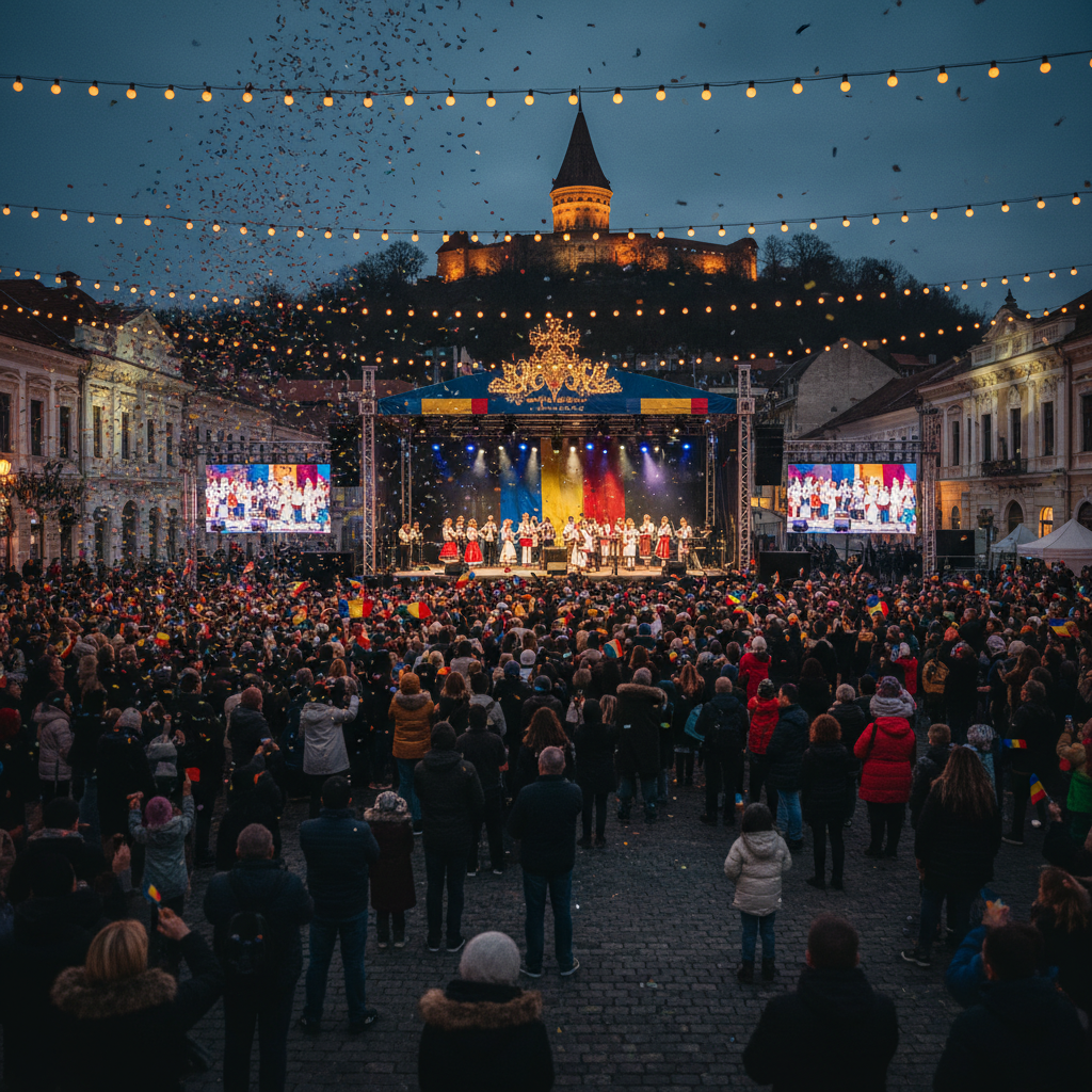 Piața Unirii a prins viață în culori și muzică patriotică